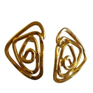 Vintage Gold Tone Abstract Geometric Spiral Stud Earrings‎ by Avon